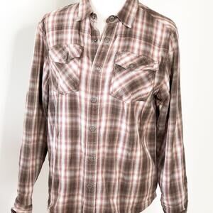 Prana Shaket Snap Front Shirt Lined Warm Plaid Small